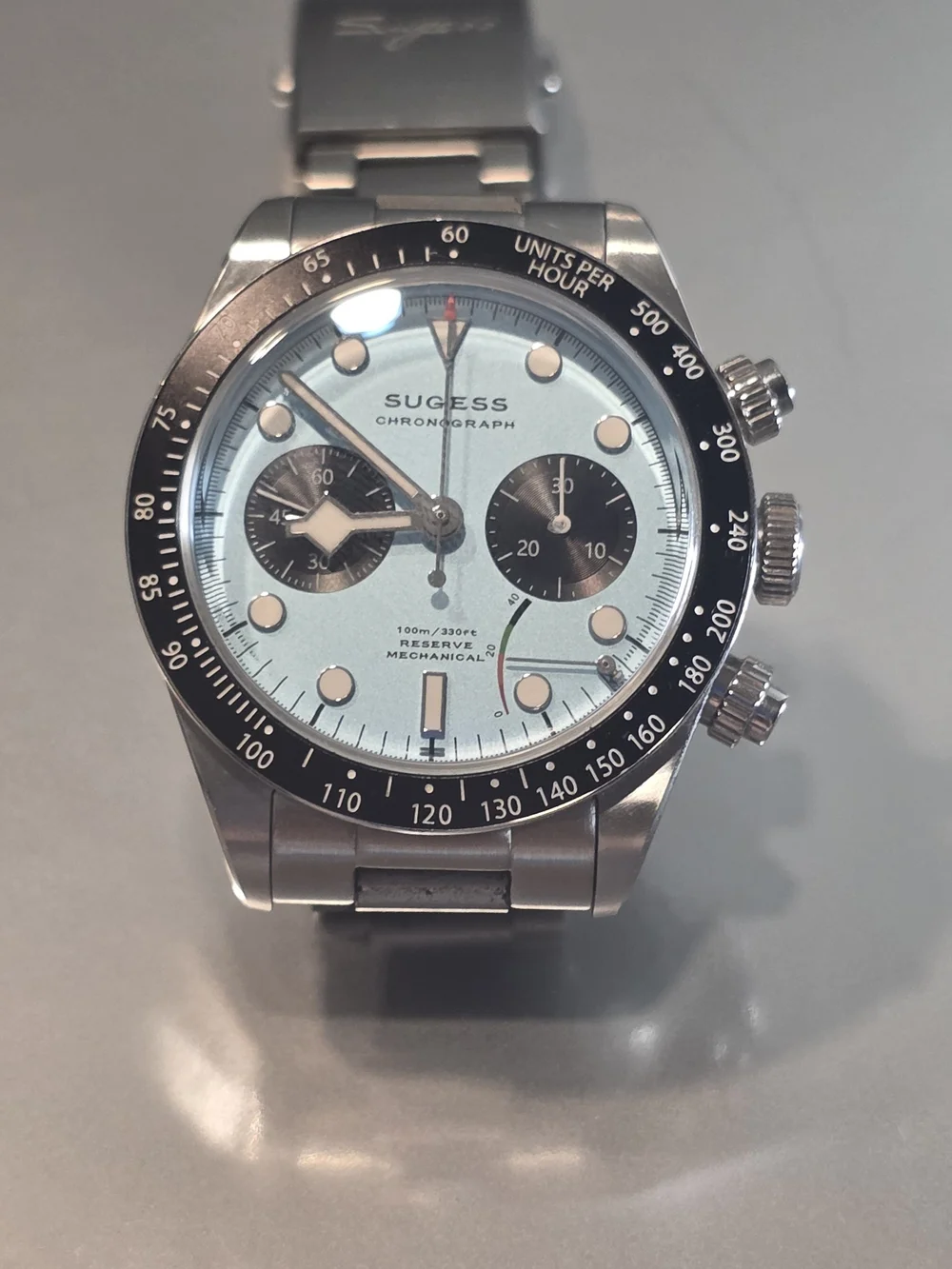 Men's Chronograph Stainless Steel Watch - Ice Blue Dial